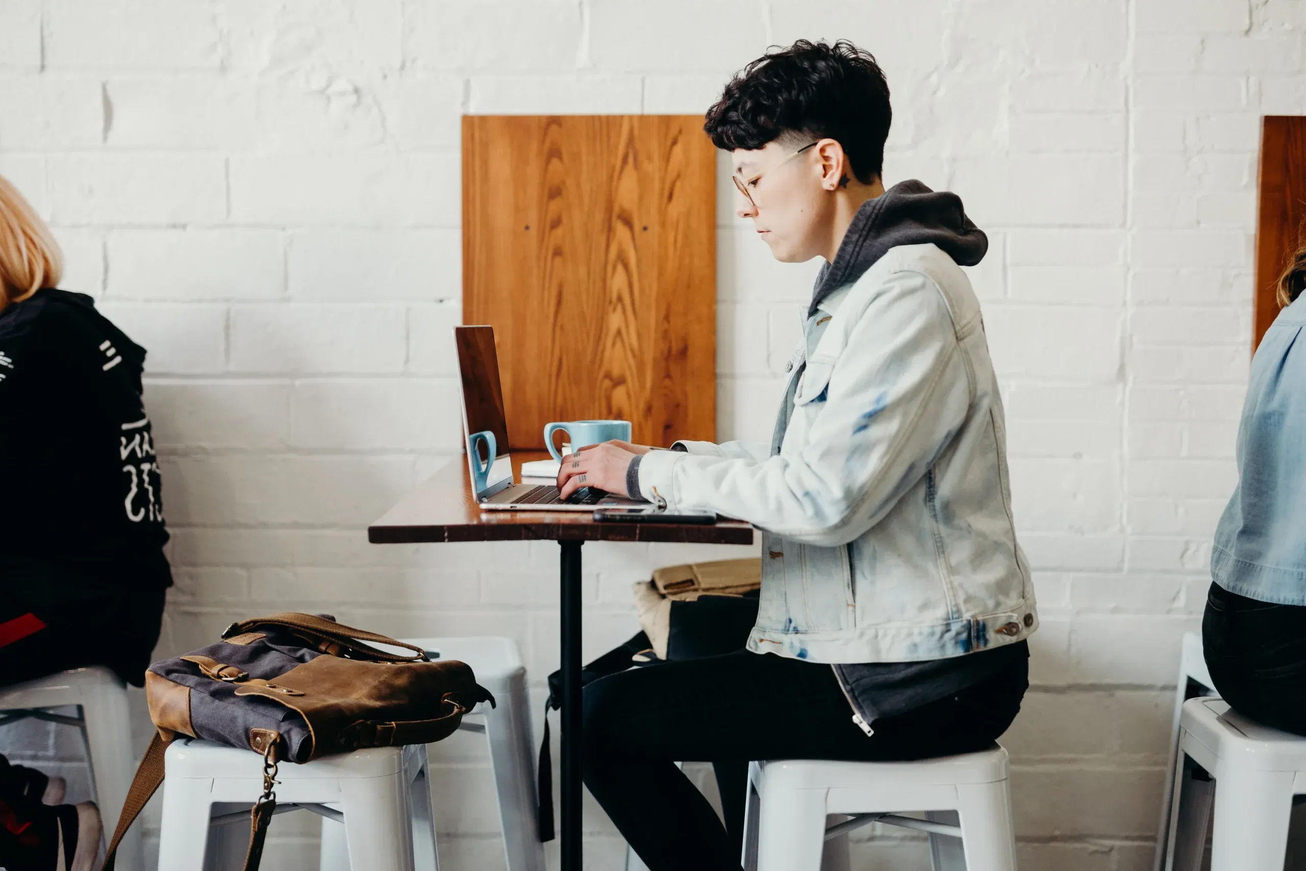 Student sitting independently studying on the computer